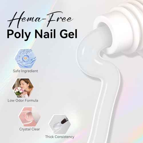 Makartt Poly Nail Gel: Clear 50ML Gel Builder for Natural-Looking Strengthener 3D Molding Gel for Trendy Nail Art-Long-Lasting and Easy to Use Supplies