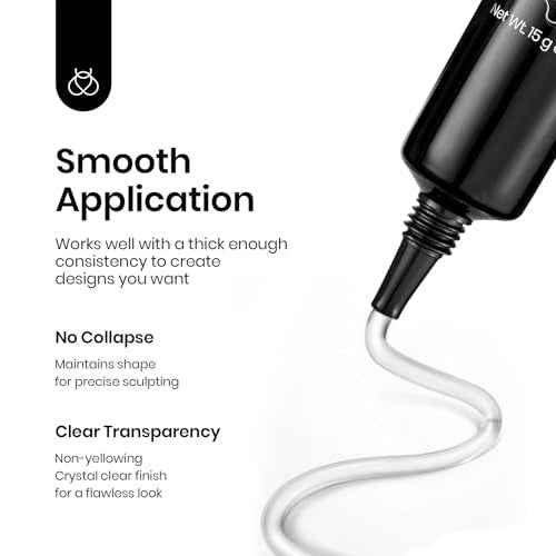 Beetles 3D Gel Nail Art, 1Pcs 15ml Sculpting Gel 3 in 1 Clear No Wipe Nail Polish Rhinestone Art Glue for Nail Gems Diamond Jewelry U V LED Lamp Needed DIY Home Salon Christmas Nails Gifts for Women