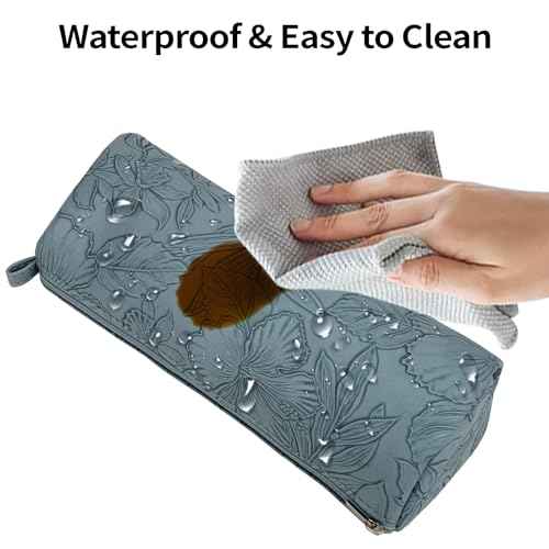 2pcs Set PU Leather Cosmetic Bag for Women - Floral Makeup Bag Portable Storage Purse for Makeup (Z-Blue-2 Case)