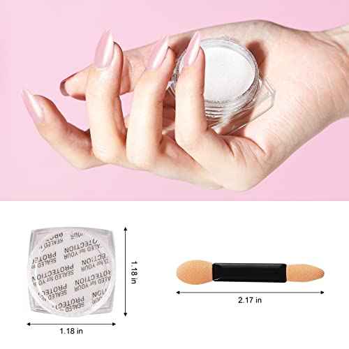 Artdone 2 Jars Chrome Nail Powder White and Red Pearl, Iridescent Aurora Powder Metallic Mirror Effect Pigment Pearlescent Mermaid Pearl Dust Kit, Decoration Acrylic Resin Craft