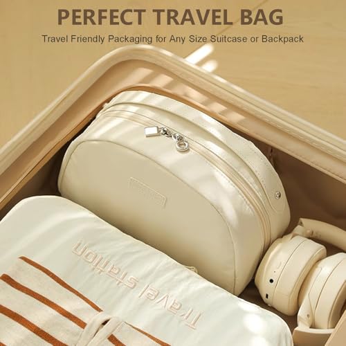 YDR Travel Makeup Bag Large Capacity,Cosmetic Bags for Women Portable Wet & Dry Pouch Open Flat Toiletry Bag with Divider Bathroom Gym