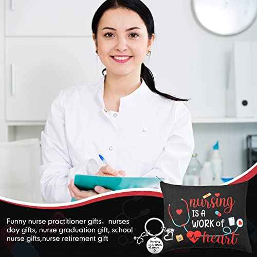 Yinkin 12 Pcs Nurse Appreciation Gift Set 6 Nurse Makeup Bags 6 Appreciation Keychains Christmas Gift for Women(Novel Style)