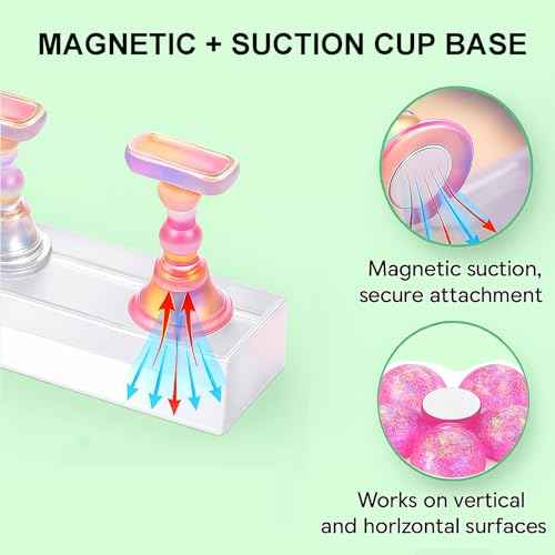 Nail Stand for Press On Nails ? 2 Set Acrylic Nail Holders For Painting Nails, 10 Nail Stand, 60Pcs Adhesive Putty Clay, 1 Flower Shaped Base & Tweezer ? Nail Art Practice Kit for Salon & Home