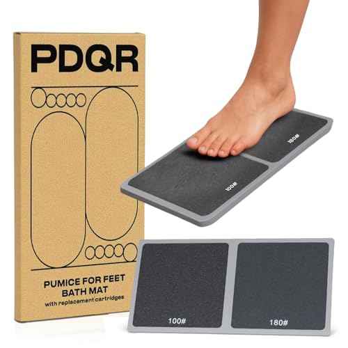 Premium Pumice Mat for Feet with 100 & 180 Grit Stones, Callus Remover and Exfoliator for Smooth Heels and Toes, Gentle Durable Foot Care Tool for at-Home Pedicure and Spa Softness