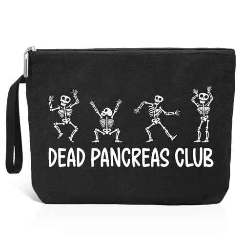 Dead Pancreas Club Cute Skeleton Diabetic Travel Cosmetic Bag, Diabetes Awareness Gifts, Funny Diabetic Bag Gift for Men Women Grandma Grandpa Mom Dad Aunt Uncle Sister Brother