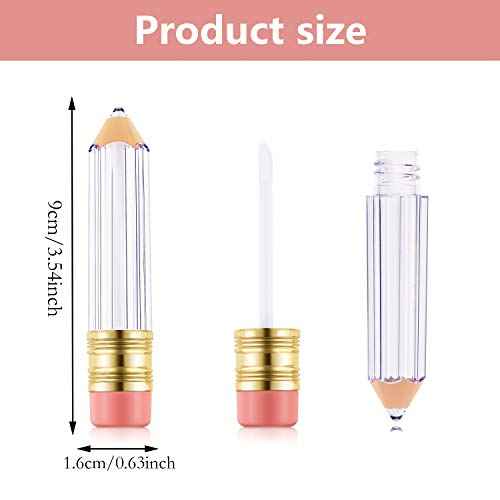 Blulu 24 Pcs 5 ml Empty Pencil Lip Gloss Tubes Bulk, Pencil Shaped Lip Gloss Containers Clear Mini Refillable Lips Balm Tubes DIY Cute Teacher Appreciation Gift for Women Girls Teacher Christmas Gift