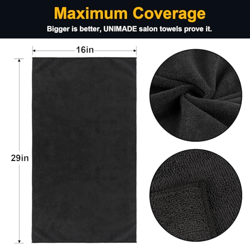 Salon Towels 24 Pack, Microfiber Barber Towels Bulk, (16x29 inches) Hair-Drying Cloth Super Soft Black Hand Cloth for Gym, Bath, Spa Use and Home Beauty Care(Not Bleach Proof)