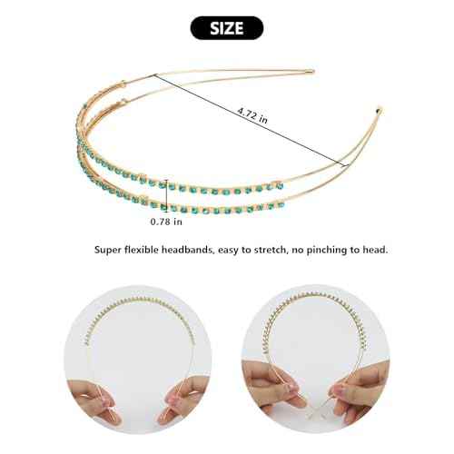 Wecoe 4 Pack Rhinestone Headband for Women and Girls, Flower Wedding Headband, Bridal Shower, Party, Prom, Cosplay, Hair Accessories, Gifts