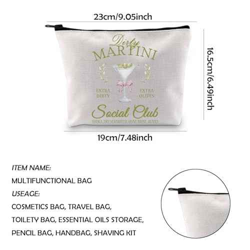 WCGXKO Hostess Bar Bag Novelty Makeup Bag Alcohol Gift Housewarming Gift Zipper Pouch Cosmetic Bag (Dirty MARTINI Bag)