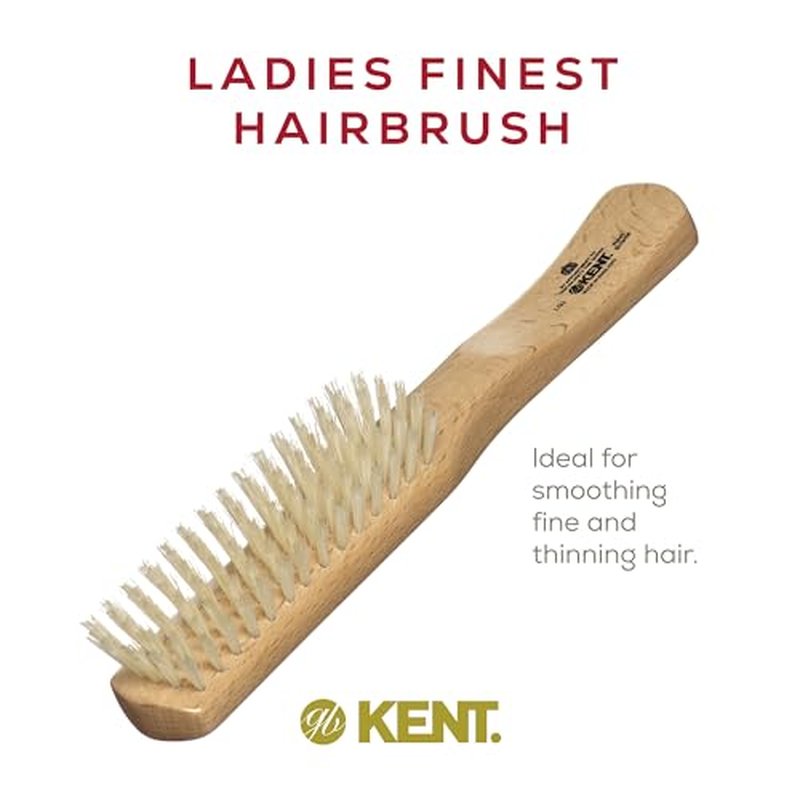 Kent LG3 Finest Hair Brushes for Women - Natural Beechwood and Boar Bristle Narrow Hairbrush for Fine or Medium Thickness Hair All Lengths - Dry Brush for Styling, Straightening, and Stimulating Oils¡¦