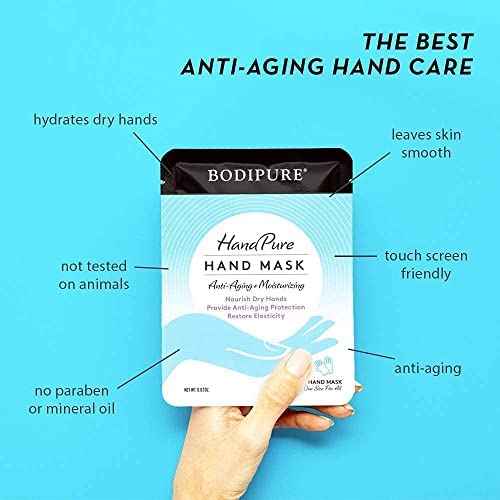 Bodipure HandPure Hand Repair & Anti-Aging Hand Mask ? 20-Minute Moisturizing Gloves for Dry, Cracked Hands, Softens Cuticles, Paraben-Free, With Natural Botanical Ingredients (12 Packs)