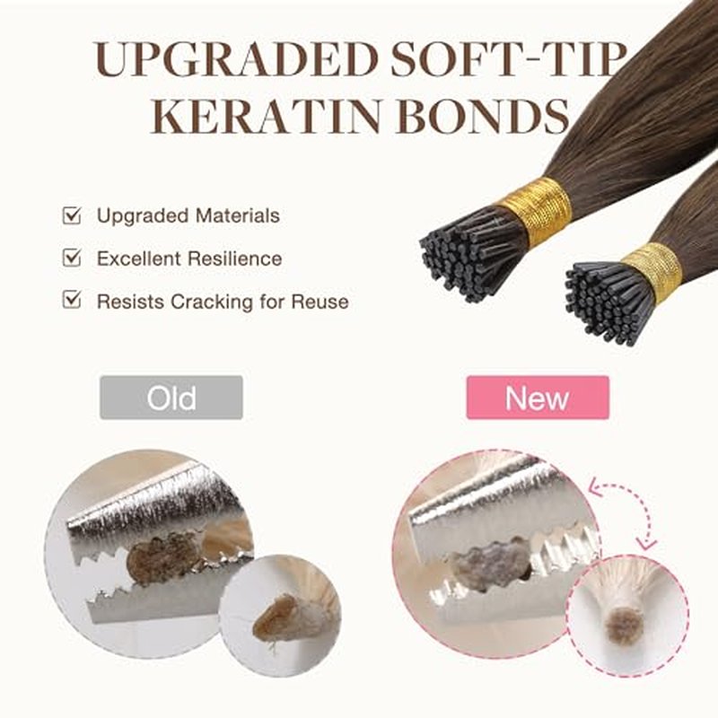 GOO GOO GOOGOO I Tip Hair Extensions Human Hair 50g 100 Strands Natural Looking Itip Extensions Dark Brown 16inch