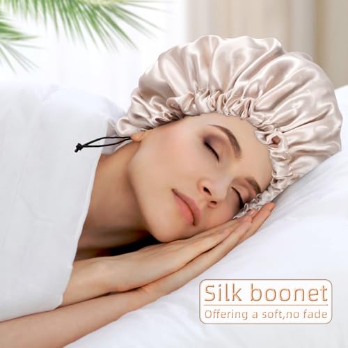 Satin Silk Bonnet For Curly Hair Bonnet Braid Bonnet For Sleeping Bonnets For Women Large Double-layer Adjustable