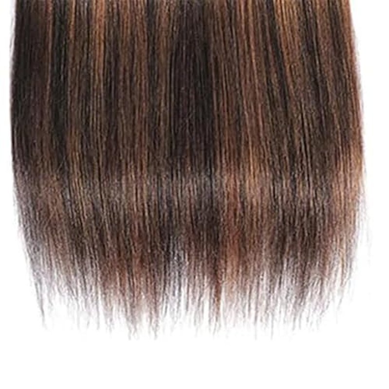BilltiiWW Brown With Highlight P1B30 Straight Bundles 1B and Light Brown Straight Bundles two tone Brazilian Hair Extensions Soft and Silky for Women 12 14 16 Inch
