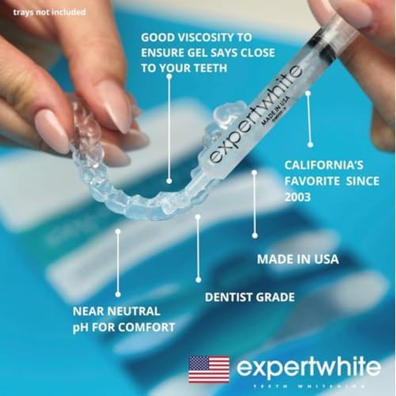 Teeth Whitening Gel Refills (6-gels). Made USA. 44 percent Carbamide Peroxide Tooth Bleaching Gel bleach For Invisalign style trays, Dental Grade Tooth Whitener. 6 syringes