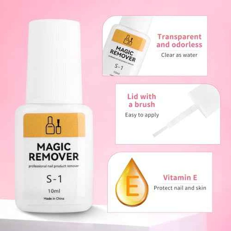 TADOPRO Nail Glue & Remover Set, 20Pcs Press on Nail Glue Strong 2Pcs 10ML Nail Glue Remover with 3 Cuticle Pusher 2 Nail File Easy to Apply Nail Tips & Acrylic Fake Nails Quick Drying Adhesive