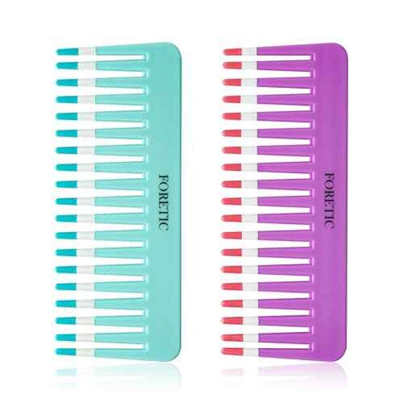 2-Pack Wide-Tooth Anti-Static Comb Set-6.1inch Handle-Free Design, Suitable for Curly, Wet & Dry Hair, Portable Travel Detangling Comb (Purple+Blue)