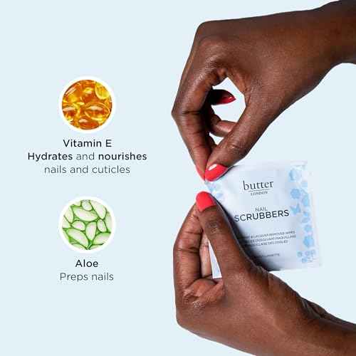 Butter LONDON Nail Polish Remover Pads, Nail Scrubbers - 2-in-1 Prep & Lacquer Remover Nail Wipes - Travel-Friendly Gel Fingernail Polish Remover - Cruelty-Free, Paraben-Free & Gluten-Free