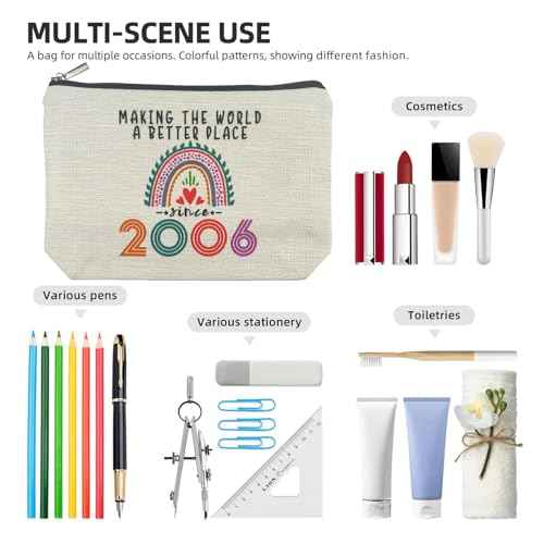 19th Birthday Gifts for Girls Makeup Bags, 2006 Happy 19th Birthday Decorations for Teen Girls, 19 Year Old Girl Birthday Gifts for Daughter, Sister, Granddaughter, Cosmetic Travel Pouch, Christmas