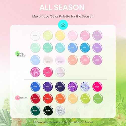beetles Gel Polish Nail Set, 36 Colors Floral Rhapsody Collection Fall Orange Yellow Girly Sparkle Glitter Polish with 3Pcs Base Matte & Glossy Top Soak off Uv Lamp All Seasons Gifts for Her