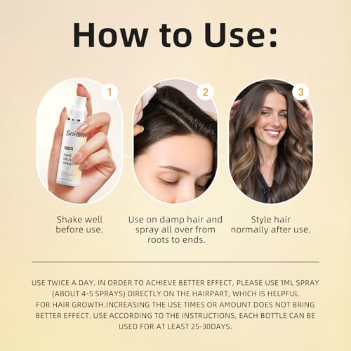 Hair Growth Spray, With Rosemary Oil and Biotin, Non-Greasy, Helps Prevent Hair Thinning & Hair Loss, for Scalp, 60ml Bottle