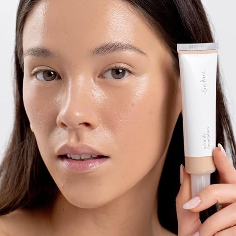 Ere Perez - Natural Oat Milk Liquid Foundation | Breathable, Buildable, Med-Full Coverage | Peach Extract, Vitamin E | Vegan, Cruelty-Free, Clean Beauty (Malt | light neutral, 1fl oz | 30mL)