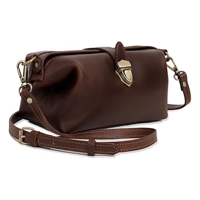 Premium Leather Cosmetic Bag for Women ? Large Capacity Travel Makeup Organizer Pouch with Handle & Shoulder Strap, Vanity Makeup Case, Durable Leather Bag & Cosmetic Organizer For Travel - Brown