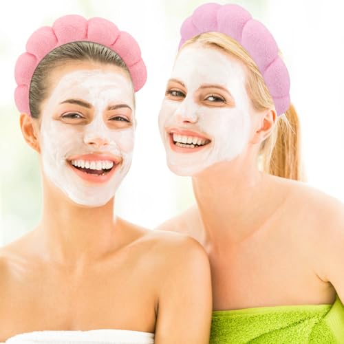 Canitor 4 PCS Spa Headband - Pink Skincare Makeup Face Wash Skin Care Make Up Cute Preppy Teen Girl Gifts Trendy Stuff Aesthetic Bachelorette Party Favors Valentines Day Christmas
