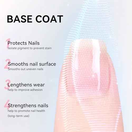 Base Coat and Top Coat, Clear Regular Nail Polish, Rich in VE Calcium Quick Air Dry Nail Strengthening Non Gel, 2Pcs Vegan Base Chip Resistant High Shine Long-lasting Nail Art Gift Set