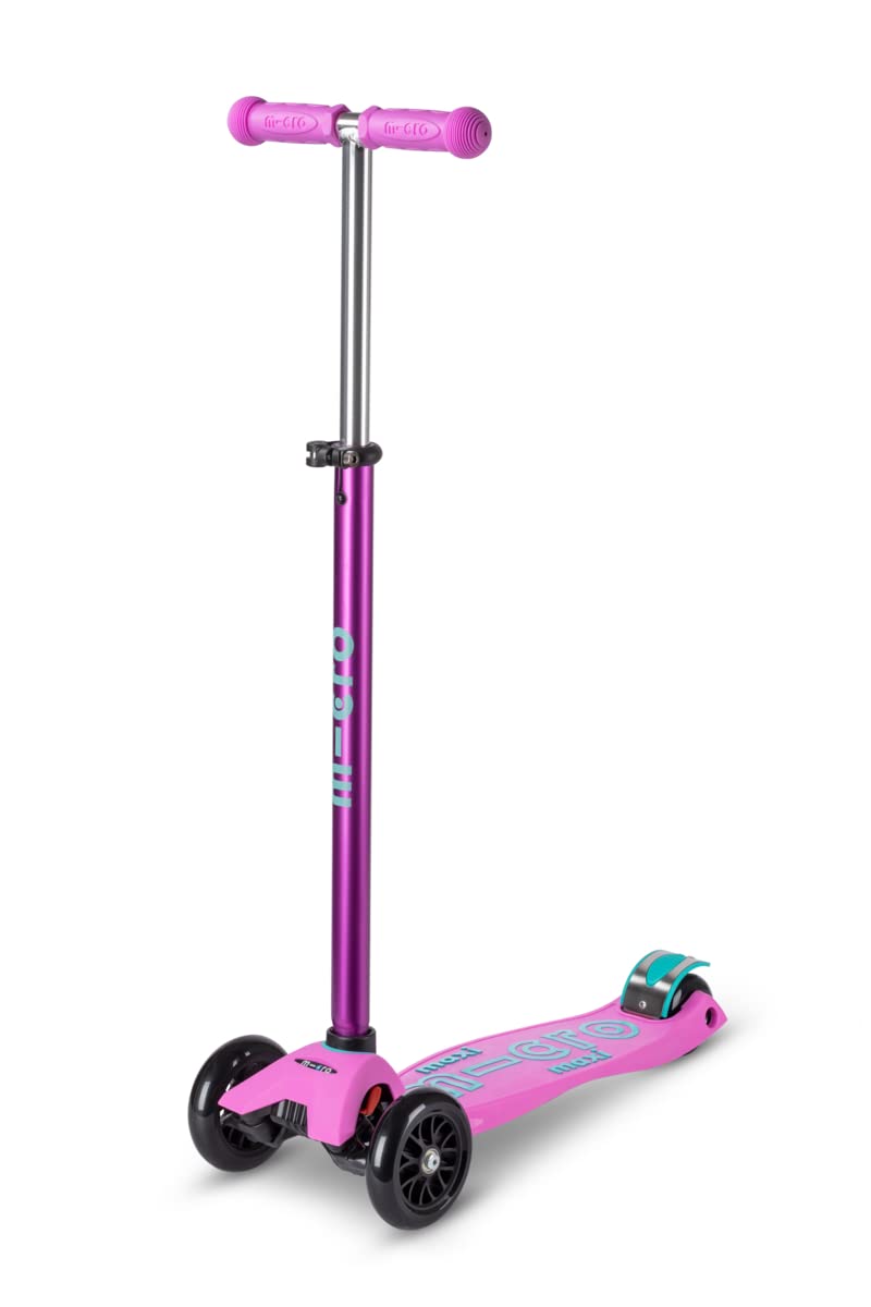 Micro Kickboard | Maxi Kids Scooter for Ages 5-12 | Children up to 110 lbs | 3 Wheel Lean-to-Steer Design | Adjustable T Bar | Smooth Ride PU Wheels | Swiss Design