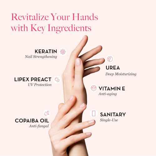 Bodipure All-In-1 Moisturizing Hand Mask, Keratin & Vitamin E Hand Mask for Dry Cracked Hands, Natural Moisturizing Gloves Formula, Strengthen Nails & Repair Hands 12 Pairs