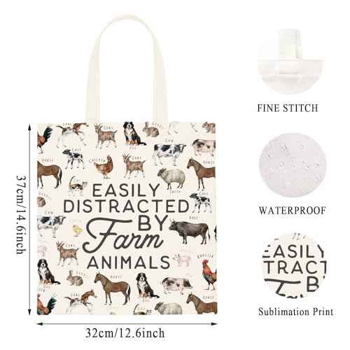 WCGXKO Dairy Farm Gift: Animal Lover Canvas Shopping Bag Tote