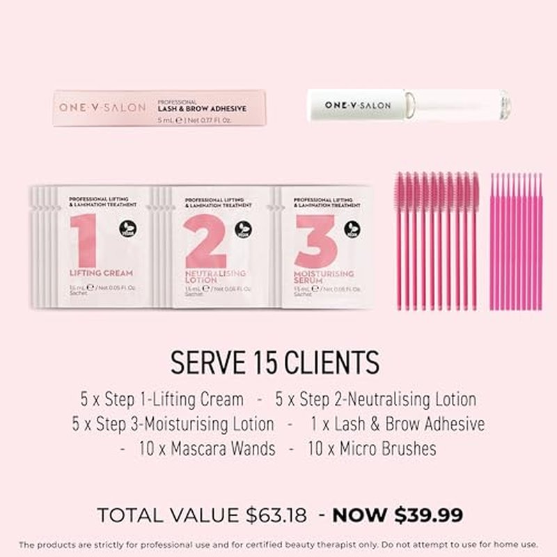 One V Salon Essential Brow lamination professional kit - Instant Lift for Brows ? Vegan, Long-Lasting ? complete kit with sachets, tools(Multicolor-2)