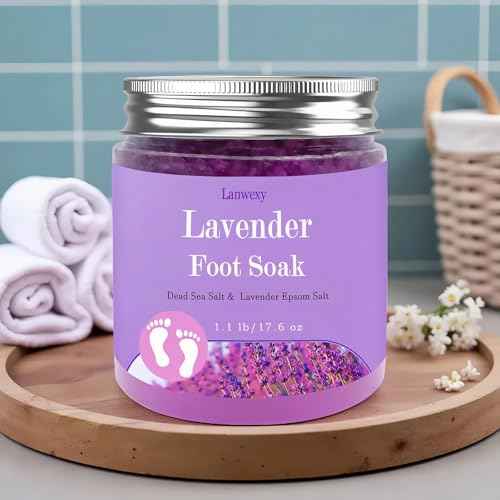 Lavender Foot Soak with Epsom Salt and Sea Salt. Organic Natural Handmade Spa Pedicure Care For Foot Callus, Dry Cracked, Tired Feet, Stubborn Foot Odor Scent.(1.1 Lbs£©
