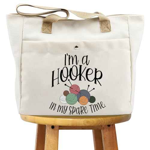 WCGXKO Crochet Lover Gift Crocheters Gift I'm A Hooker In My Spare Time Zipper Pouch Makeup Bag