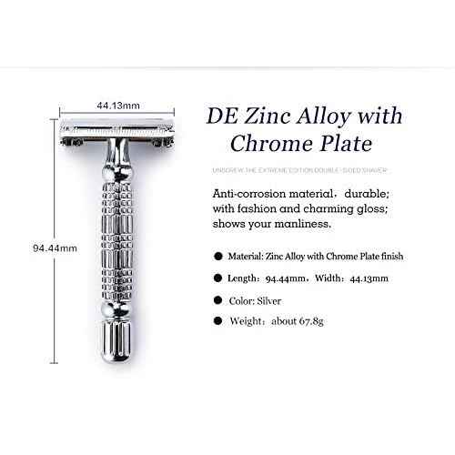 BAILI Butterfly Open TTO Double Edge Metal Safety Razor Wet Shaving Kit for Men Women with Platinum Blade and Mirrored Travel Case BD179