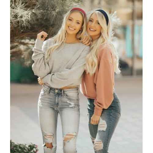 Headbands for Women Trendy Non Slip Headband for Girls Long Short Hair, Cute Ribbed Women Headbands Elastic Hair Bands Fashion Hard Head Band Holiday Christmas Accessories 1 Inch