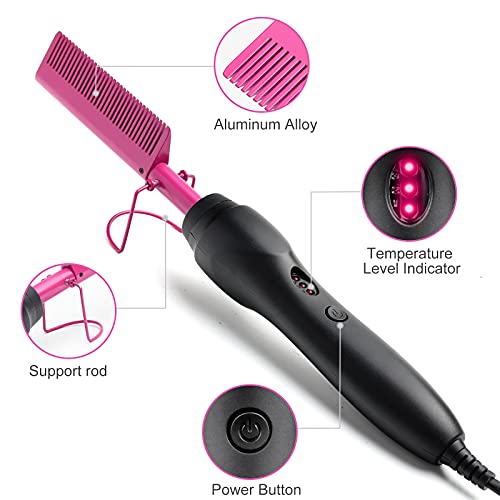 Hot Comb Anti-Scald Ceramic Heated Hair Styling Tool - Straightener, Curler, Travel-Friendly Beard Pressing Comb