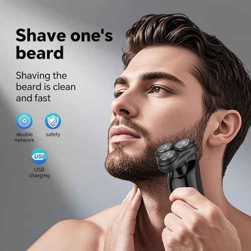 Electric Razor for Men - Rechargeable Shaver 3D Precision Blades with Pop-up Trimmer - Rotary Cordless Shavers Washable Gentle on Sensitive Skin for Beard Sideburn Face with Travel Lock Men Gift