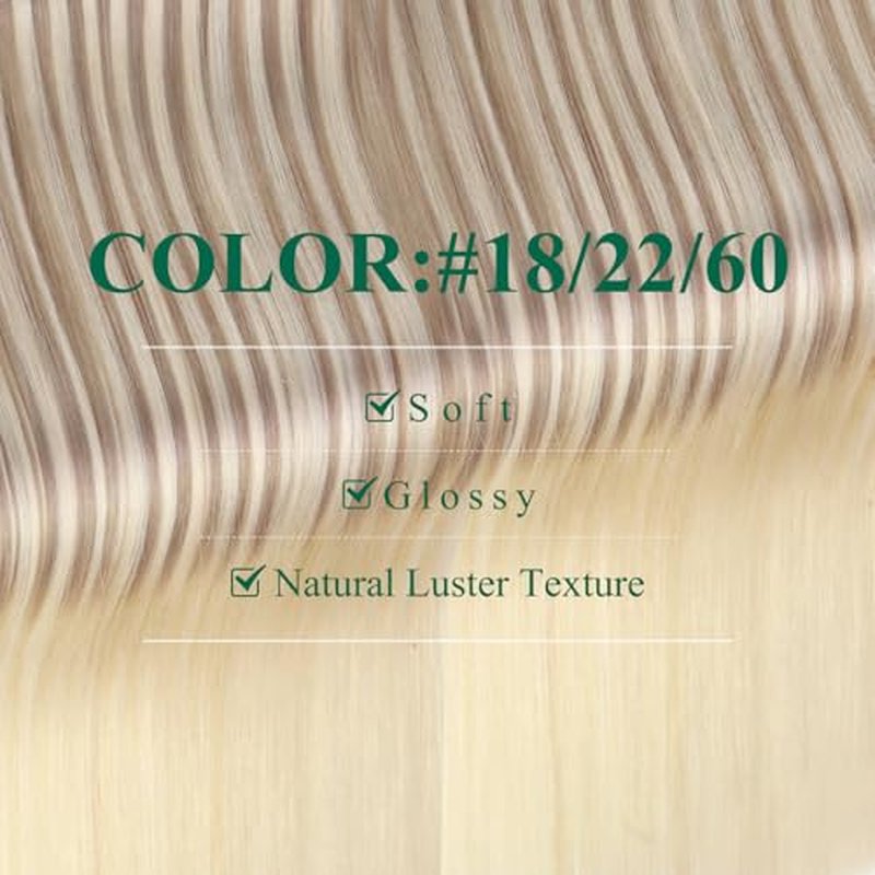 Easyouth Human Hair Extensions Tape in Blonde Ombre Tape in Hair Extensions Human Hair Ash Blonde Balayage Platinum Blonde Hair Extension Tape ins Daily Wear 22Inch 20pcs 50g Seamless Hair Extension