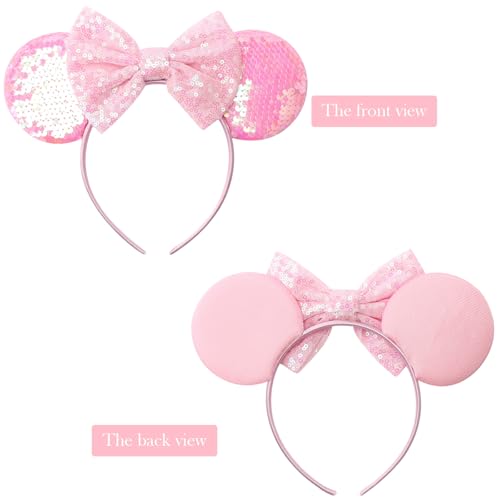 Mouse Ears Headbands with Bow Minnie Ears Cosplay Costume Hair Accessories for Women Girls Birthday Party Decoration