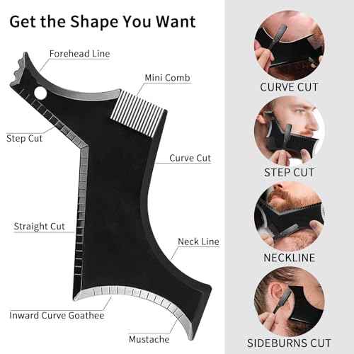Beard Shaper for Men Beard Shaping Tools - Beard Straightener, Beard Template Guide, Professional Straight Edge Razor, Edge Blade, Barber Pencil, Beard Comb, Scissor, Gifts for Men Boyfriend Husband