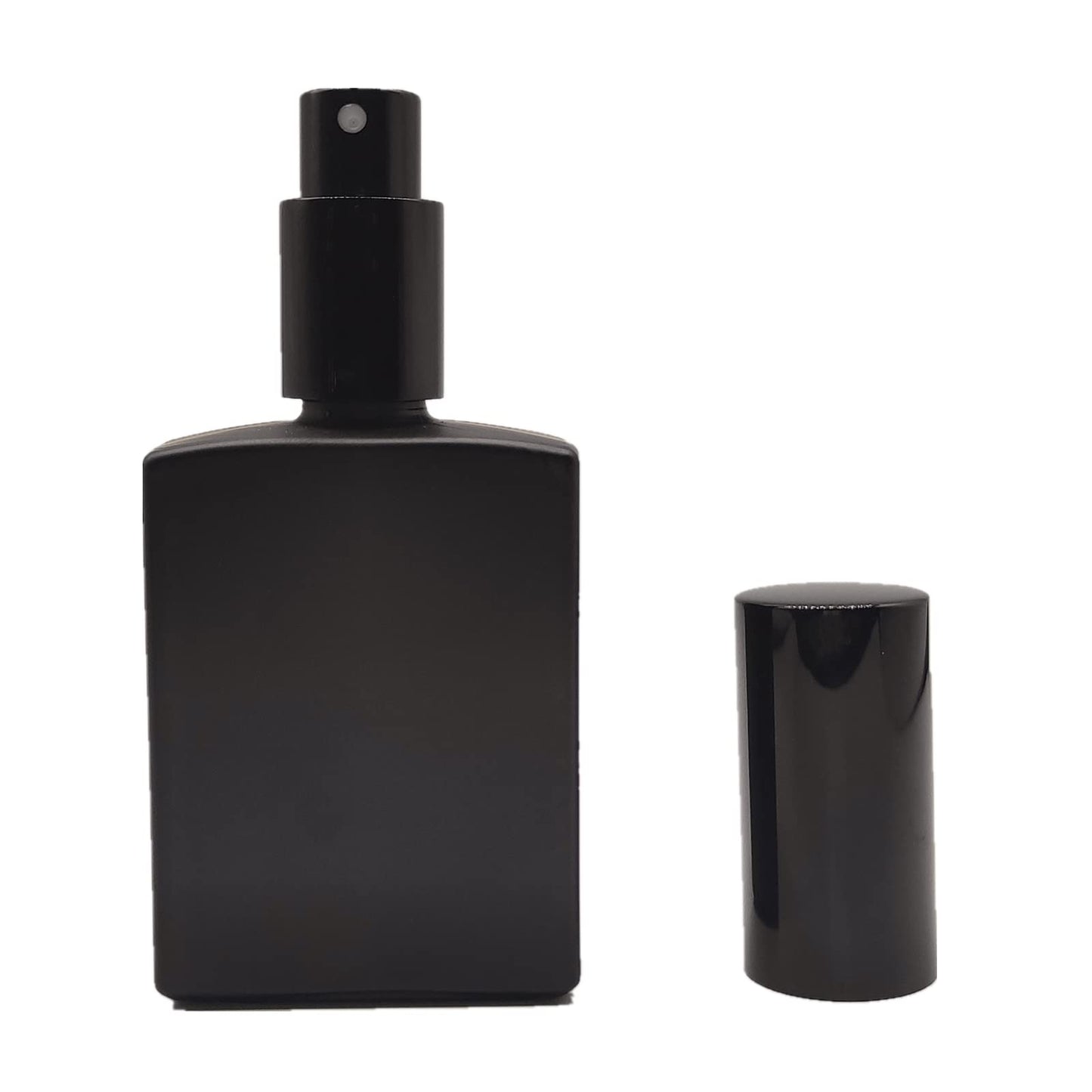 PimyRcyi 8PCS Square Glass Spray bottle,1.7oz Small Refillable Container with Fine Mist sprayer,Perfume bottle (50ml, Matte Black)