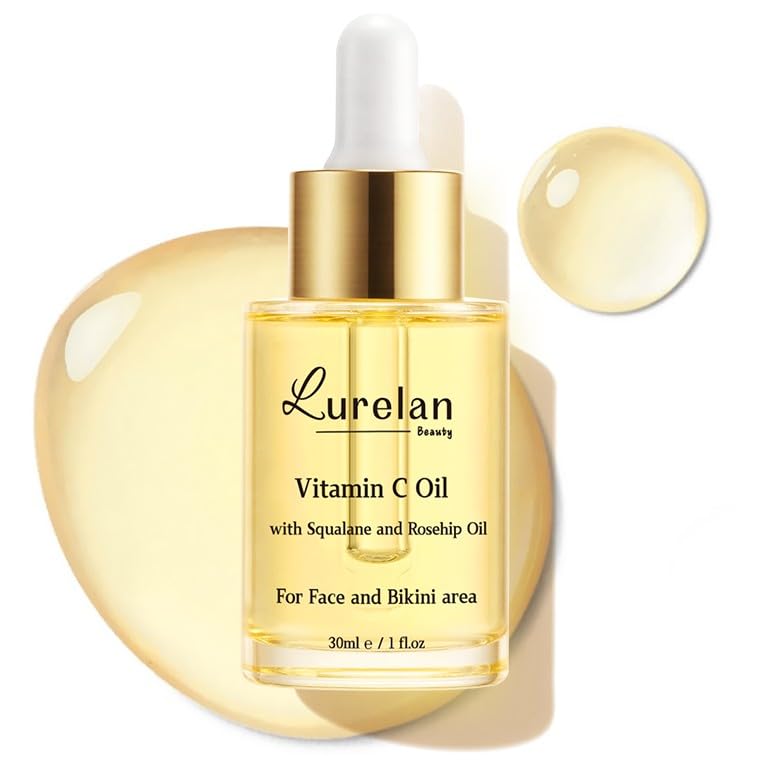 Double Vitamin C Oil - Brightening Face & Bikini Area Oil with Squalane, Rosehip & Vitamin E | Non-Comedogenic, Vegan, All Skin Types