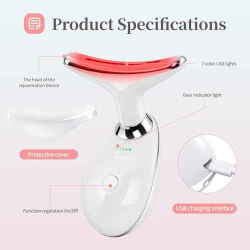 Red-Light-Therapy-for-Face and Neck, Face ?? culpting Wand with 7 Color, Anti ??rinkles Facial Massager for Face and Neck Tool for Skin Care (White)