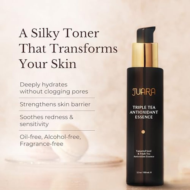 JUARA Triple Tea Hydrating Toner - Hyaluronic Acid Face Toner with Antioxidants, Oil-Free Plumping Gel for All Skin Types, 3.3 oz