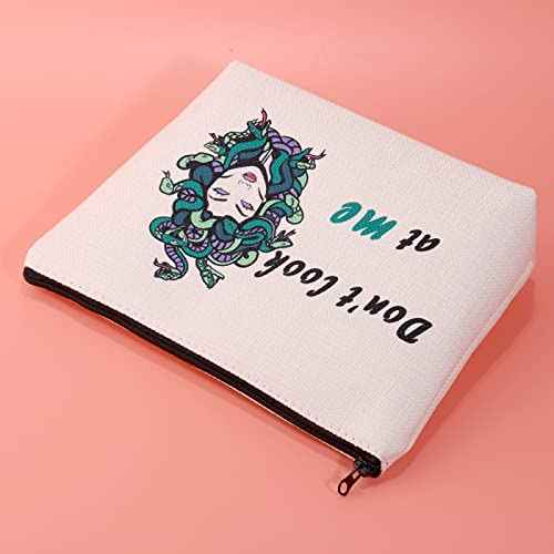 JXGZSO Funny Snake Women Cosmetic Bag Greek Makeup Zipper Pouch Snake Hair Lady Travel Bag Greek Mythology Gift