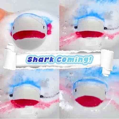 Shark Bath Bombs for Kids, 8 Surprise Bath Bombs with Sea Aninmals Inside & 4 Suction Cup Toys Outside, Natural Handmade Bubble Bath Ball Gift for Boys Girls Birthday Christmas