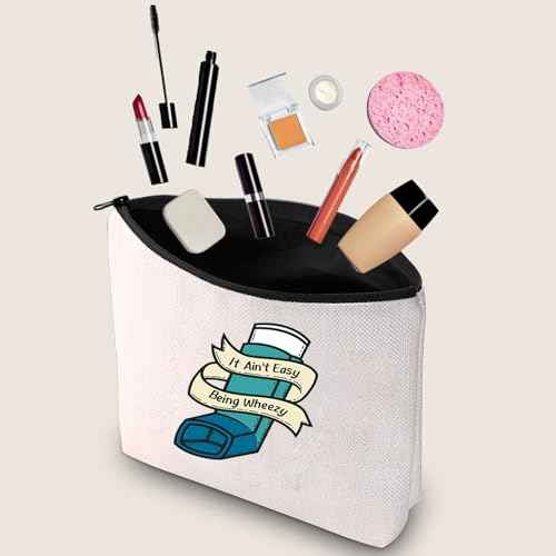 JXGZSO Asthma inhaler Bag It Ain't Easy Being Wheezy Organization Bag Respiratory Therapist Gifts