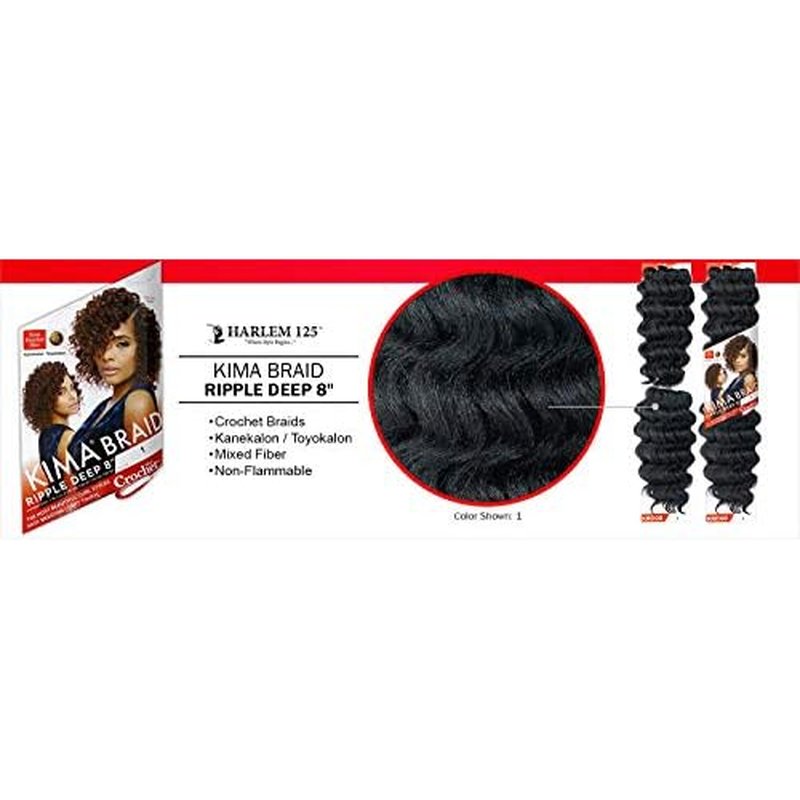MULTI PACK DEALS! Harlem125 Synthetic Hair Braids Kima Braid Ripple Deep 8" (6-PACK, T1B/30)